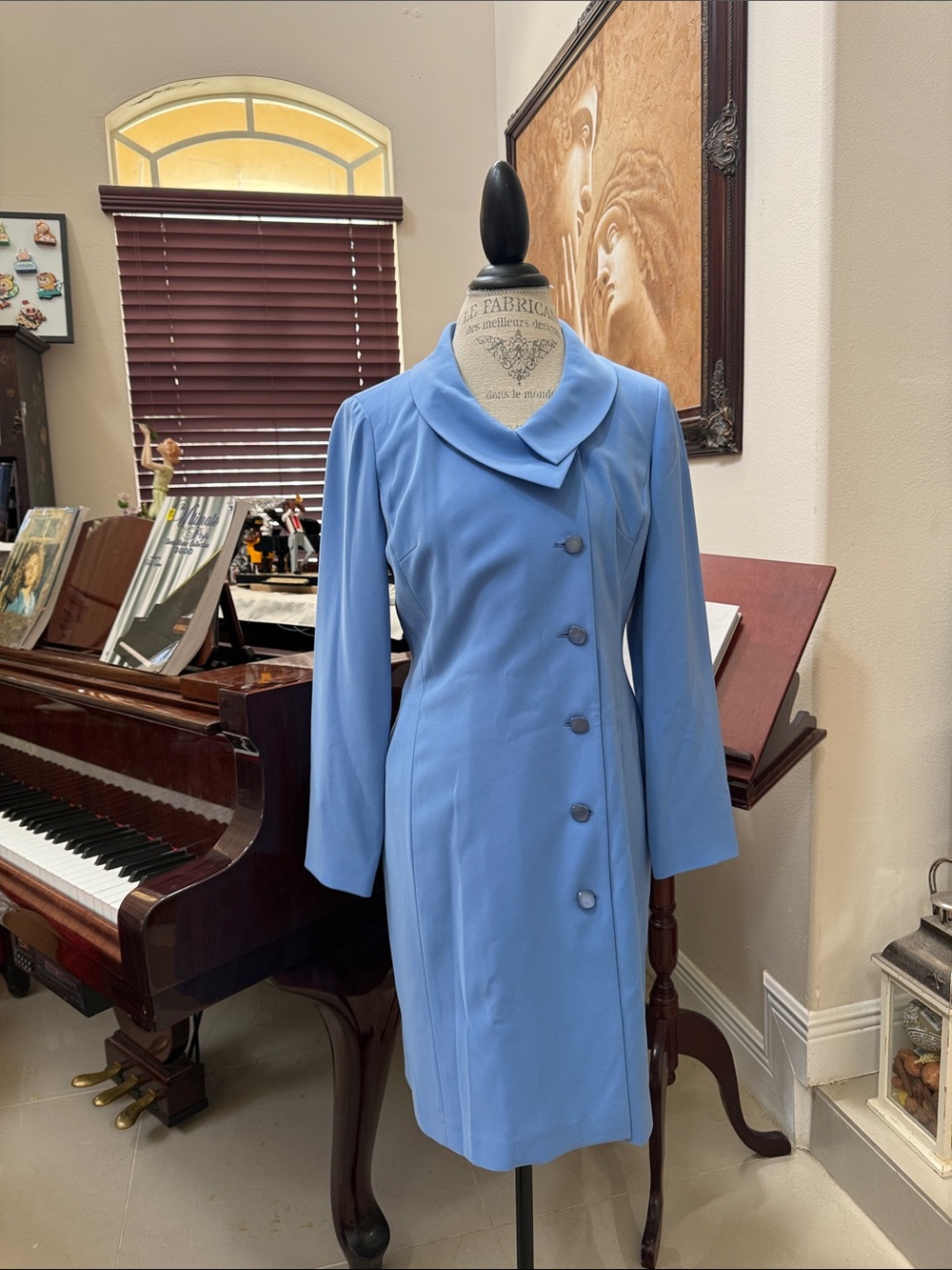 Kasper Light Blue Asymmetric Button  Blazer/dress